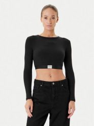 Guess Bluzka O5RP00 KCDA2 Czarny Regular Fit. Czarne bluzki damskie Guess, m, z aplikacjami, bez kołnierzyka, bez ramiączek. Za 189.99 zł.