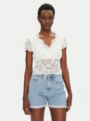 Morgan Bluzka 241-DANSA Écru Slim Fit. Bluzki damskie Morgan, s, bez wzorów, z syntetyku, bez kołnierzyka, bez ramiączek. Za 119.99 zł.