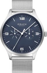 Zegarek OBAKU Zegarek męski Obaku Denmark V249GMCLMC srebrny. Szare zegarki męskie OBAKU, bez wzorów, srebrne. Za 378.00 zł.