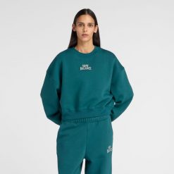 Bluza damska New Balance WT61935IAAV – zielona. Szare bluzy damskie New Balance, l, z aplikacjami, z bawełny, klasyczne, bez ramiączek, bez kaptura. Za 259.99 zł.