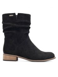 Clara Barson Botki WS14087-02 Czarny. Czarne botki damskie Clara Barson, bez wzorów, z materiału, bez obcasa, na płaskiej podeszwie, bez zapięcia. Za 139.99 zł.