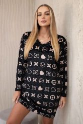 Sukienka welurowa z ozdobnym wzorem czarny. Czarne sukienki damskie KESI, na spotkanie biznesowe, na zimę, l, bez wzorów, z lycry, eleganckie, bez kołnierzyka, bez ramiączek. Za 190.70 zł.