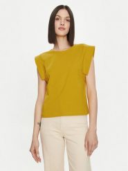 United Colors Of Benetton Bluzka 3BL0D1077 Żółty Regular Fit. Żółte bluzki damskie United Colors Of Benetton, xs, bez wzorów, z bawełny, bez kołnierzyka, bez ramiączek. Za 59.99 zł.