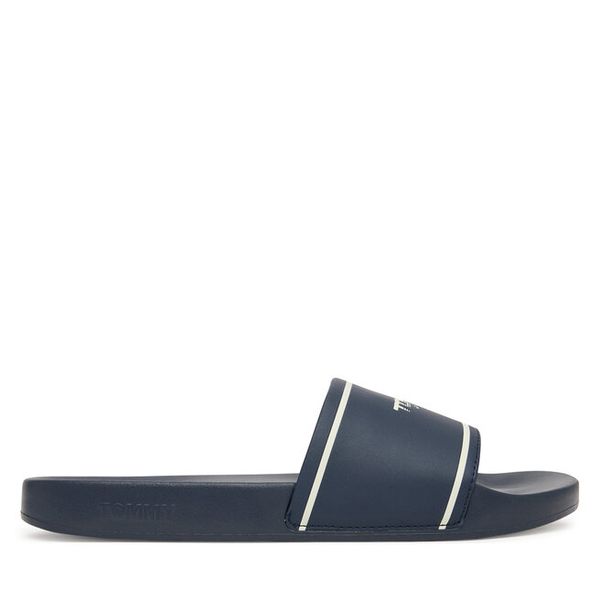 Klapki Tommy Jeans. Niebieskie klapki męskie Tommy Jeans, bez wzorów, z jeansu, bez zapięcia. Za 153.99 zł.