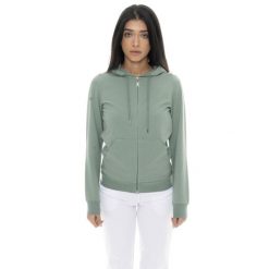 Bluza z bawełna z kaptur na co dzień na siłownię. Zielone bluzy damskie LEONE 1947 APPAREL, bez wzorów, z bawełny, sportowe, bez ramiączek, bez kaptura. Za 164.19 zł.
