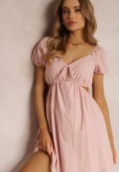Różowa Sukienka Demaret. Czerwone sukienki damskie Renee, na co dzień, na lato, l, bez wzorów, z bawełny, bez kołnierzyka, bez ramiączek, mini, rozkloszowane. Za 69.99 zł.