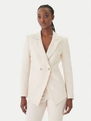 Rinascimento Marynarka CFC0128646003 Beżowy Slim Fit. Brązowe marynarki i żakiety damskie Rinascimento, bez wzorów, z syntetyku, bez kołnierzyka, bez ramiączek. Za 779.99 zł.