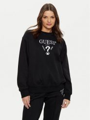 Guess Bluza V5RQ12 KC3D2 Czarny Regular Fit. Czarne bluzy damskie Guess, s, z aplikacjami, z syntetyku, bez ramiączek, bez kaptura. Za 289.99 zł.
