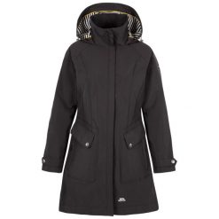 Trespass Rainy Day - Kurtka damska Black. Czarne kurtki sportowe damskie Trespass, l, bez wzorów, z jersey, bez ramiączek, bez kaptura, trekkingowe. Za 383.50 zł.