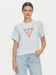 Guess Jeans T-Shirt W4YI73 K8HM0 Niebieski Regular Fit. Niebieskie t-shirty damskie Guess Jeans, xs, z aplikacjami, z bawełny, bez kołnierzyka, bez ramiączek. Za 129.99 zł.
