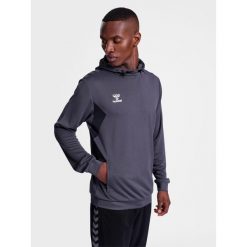 Poliestrowa bluza z kapturem Hummel Authentic. Szare bluzy męskie Hummel, bez wzorów, z kapturem, na fitness i siłownię. Za 212.50 zł.