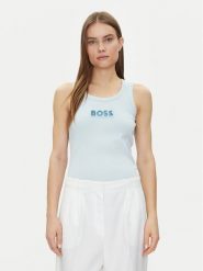 BOSS Top C-Ematite 50536985 Błękitny Slim Fit. Niebieskie topy damskie Boss, l, bez wzorów, z bawełny, bez kołnierzyka, bez ramiączek. Za 179.99 zł.