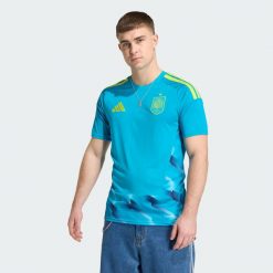 Bramkarska koszulka podstawowa Hiszpania 26. Niebieskie bluzy męskie Adidas, bez wzorów, sportowe, bez ramiączek, bez kaptura. Za 439.00 zł.