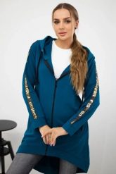 Bluza z suwakiem z tyłu morska. Zielone bluzy damskie KESI, l, bez wzorów, z bawełny, bez ramiączek, z kapturem. Za 198.65 zł.