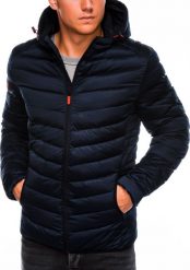 Ombre Kurtka męska przejściowa C368 - granatowa S. Kurtki męskie Ombre, m, bez wzorów, bez kaptura. Za 249.99 zł.
