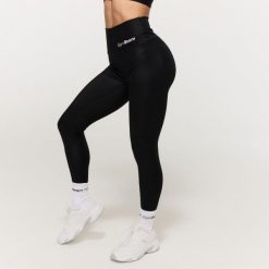Legginsy damskie fitness z wysokim stanem Prime Black. Czarne legginsy damskie GYMBEAM, bez wzorów, z elastanu. Za 130.90 zł.