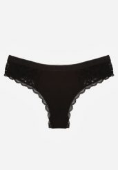 Czarne Majtki Stringi Ozdobione Koronką z Bawełną Meniliphis. Czarne majtki damskie Renee, z bawełny. Za 6.99 zł.