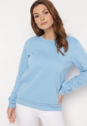 Niebieska Bluza Disphiffo. Niebieskie bluzy damskie Born2be, l, bez wzorów, z polaru, casualowe, bez ramiączek, bez kaptura. Za 39.99 zł.