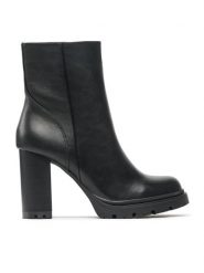 Jenny Fairy Botki WS5881-03 Czarny. Czarne botki damskie Jenny Fairy, bez wzorów, ze skóry, bez obcasa, na słupku, bez zapięcia. Za 179.99 zł.