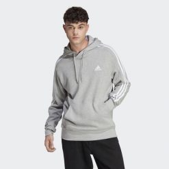 Bluza z kapturem adidas 3-Stripes Essentials French Terry. Białe bluzy męskie Adidas, m, bez wzorów, bez ramiączek, z kapturem. Za 225.00 zł.