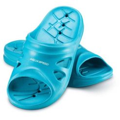 Klapki basenowe dla dorosłych Aqua Speed Florida. Niebieskie klapki damskie Aqua-Speed, bez wzorów, sportowe, bez obcasa, bez zapięcia. Za 59.99 zł.