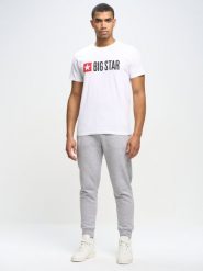 Koszulka męska z logo BIG STAR biała Quado 101. Białe t-shirty męskie BIG STAR, l, bez wzorów, z denimu, bez kołnierzyka, bez ramiączek. W wyprzedaży za 99.99 zł.