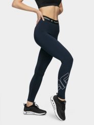 4F Legginsy treningowe szybkoschnące damskie XS. Niebieskie legginsy damskie 4F, bez wzorów, z włókna. Za 99.99 zł.