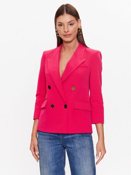 Elisabetta Franchi Marynarka GI-059-32E2-V550 Różowy Regular Fit. Czerwone marynarki i żakiety damskie Elisabetta Franchi, bez wzorów, z syntetyku, bez kołnierzyka, bez ramiączek. Za 1,379.00 zł.