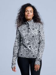 Bluza narciarska - Damska - Cabin Life - Biały/czarny. Białe bluzy damskie POEDERBAAS, na zimę, xs, bez wzorów, z elastanu, bez ramiączek, bez kaptura. Za 242.82 zł.