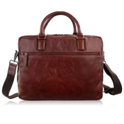 Skórzana torba męska na laptopa brązowa torba biznesowa Paolo Peruzzi SL-13-BR. Brązowe torby na laptopa damskie bez wzorów, z materiału. Za 459.00 zł.