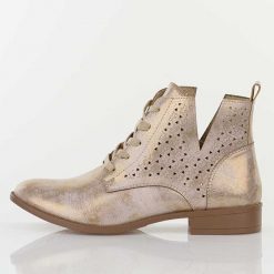 Lt. Złote ażurowe botki damskie Jezzi Mam65-112. Żółte botki damskie Jezzi, na jesień, w ażurowe wzory, z jeansu, boho, bez obcasa, na obcasie, bez zapięcia. Za 249.00 zł.