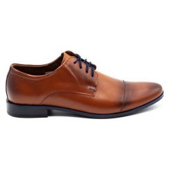Lukas Buty męskie wizytowe 288 brązowe. Brązowe buty wizytowe męskie bez wzorów, z jeansu, bez obcasa, bez zapięcia. Za 367.89 zł.