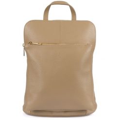 Plecak skórzany torebka 2w1 Vera Pelle S40 beżowy. Brązowe plecaki damskie bez wzorów, ze skóry, eleganckie. Za 249.99 zł.