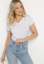 Jasnoszary T-shirt z Bawełny z Trójkątnym Dekoltem Semiora. Szare t-shirty damskie Born2be, m, bez wzorów, z bawełny, klasyczne, bez kołnierzyka, bez ramiączek. Za 34.99 zł.
