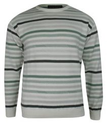 Sweter Beżowy, w Paski, Prążki, Okrągły Dekolt (U-neck), Męski - ELKJAER. Szare swetry męskie Elkjaer, l, bez wzorów, z bawełny, klasyczne, bez kołnierzyka, bez ramiączek. Za 147.00 zł.