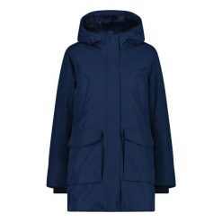 Parka damska z kapturem CMP. Niebieskie parki damskie CMP, bez wzorów, z kapturem. Za 627.70 zł.