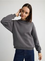 Bawełniana bluza - ciemnoszary. Szare bluzy damskie Reserved, l, bez wzorów, z bawełny, bez ramiączek, bez kaptura. W wyprzedaży za 69.99 zł.