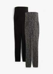 Legginsy ciążowe z bawełny organicznej (2 pary). Czarne legginsy damskie bonprix, bez wzorów, z bawełny. Za 169.99 zł.