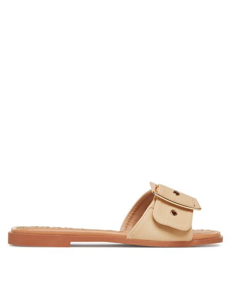 DeeZee Klapki 760-4 Beżowy. Brązowe klapki damskie DeeZee, bez wzorów, ze skóry, bez obcasa, bez zapięcia. Za 89.99 zł.