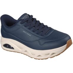 Buty sportowe męskie Skechers Uno Glide step Glide On Air. Niebieskie buty sportowe męskie Skechers, bez wzorów, ze skóry ekologicznej, bez zapięcia, na fitness i siłownię. Za 590.00 zł.
