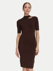 Marciano Guess Sukienka dzianinowa G6YK28 Z1059 Brązowy Slim Fit. Brązowe sukienki damskie Marciano Guess, z aplikacjami, z dzianiny, bez kołnierzyka, bez ramiączek. Za 989.99 zł.