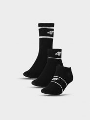 4F Skarpety casual (3-pack) uniseks - czarne 35-38. Czarne skarpety męskie 4F, bez wzorów, z bawełny. Za 49.99 zł.