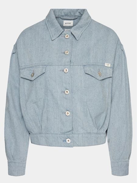 Mustang Kurtka jeansowa Bethany 1014801 Niebieski Regular Fit. Niebieskie kurtki damskie Mustang, l, bez wzorów, z bawełny, bez kaptura. Za 389.99 zł.