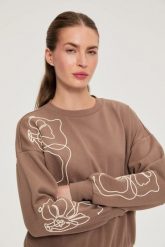 Bluza z długim rękawem z aplikacją. Bluzy damskie MOODO, l, z aplikacjami, z bawełny, bez ramiączek, bez kaptura. Za 139.99 zł.