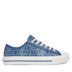 Trampki Guess. Niebieskie trampki i tenisówki damskie Guess, z aplikacjami, bez zapięcia. Za 364.99 zł.