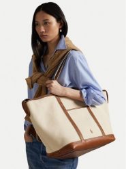 Polo Ralph Lauren Torebka 428973072001 Beżowy. Brązowe shopperki damskie Polo Ralph Lauren, bez wzorów, z materiału, bez dodatków. Za 1,599.00 zł.