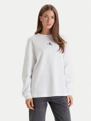 Calvin Klein Jeans Bluza Monologo LV047E211G Biały Oversize. Białe bluzy damskie Calvin Klein Jeans, xs, bez wzorów, z bawełny, bez ramiączek, bez kaptura. Za 299.99 zł.