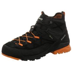 Buty trekkingowe męskie Aku Rock Dfs Mid Gtx. Czarne trekkingi męskie Aku, z gore-texu, za kostkę, bez zapięcia. Za 820.45 zł.