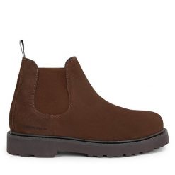 Sztyblety Tommy Hilfiger. Brązowe botki męskie Tommy Hilfiger, bez wzorów, bez obcasa, bez zapięcia. Za 379.99 zł.