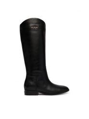 Guess Kozaki FLFNAU LEA11 Czarny. Czarne kozaki damskie Guess, z aplikacjami, ze skóry, bez obcasa, na płaskiej podeszwie, bez zapięcia. Za 954.99 zł.